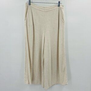 Love In High Rise Linen Cotton Blend Wide Leg Crop Pants Cream Size Large